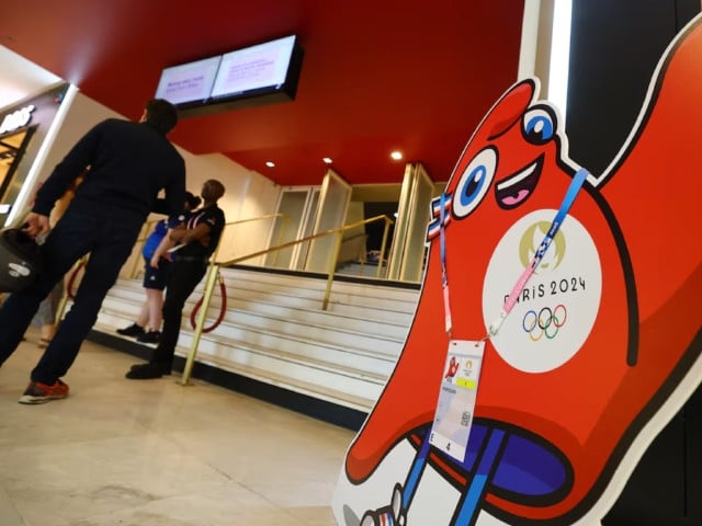 paris 2024 olympics   paris 2024 olympics   press accreditation centre affected by global it outage   paris france   july 19 2024 a cutout of the paris 2024 olympic mascot phryge is seen at the press accreditation centre amid global it outage disrupting the operations in paris photo reuters