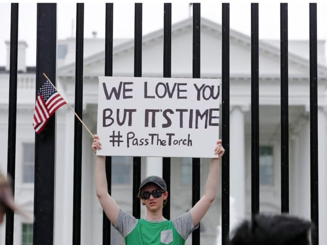 arden wiese 20 at a demonstration demanding that president biden withdraw from the 2024 election race washington d c july 20 2024 photo reuters