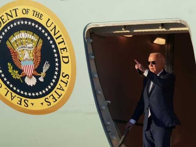 u s president joe biden looks out from air force one upon his arrival in mountain view california u s may 9 2024 photo reuters