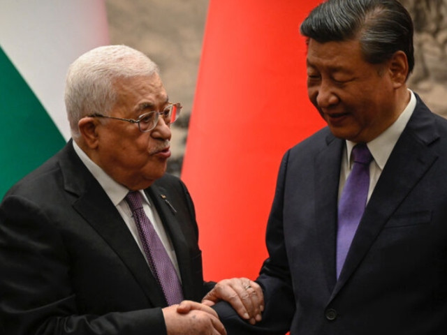 palestinian president mahmud abbas shakes hands with china s president xi jinping after a signing ceremony at the great hall of the people in beijing on june 14 2023   photo jade gao getty images
