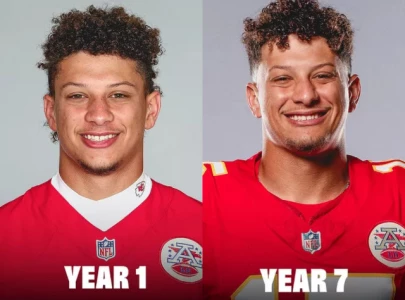 brittany mahomes shares then and now kansas city chiefs headshots of husband patrick