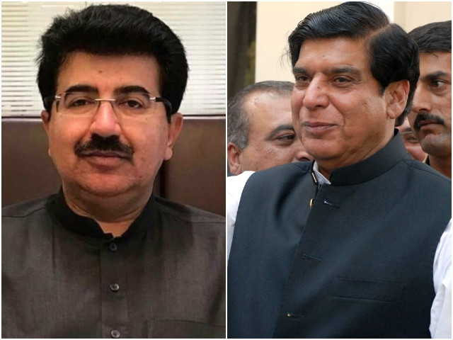 a collage of senate chairman sadiq sanjrani and national assembly speaker raja pervaiz ashraf