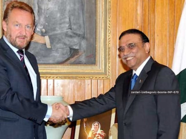 president asif ali zardari shakes hands with bakir izetbegovic photo president asif ali zardari shakes hands with bakir izetbegovic photo