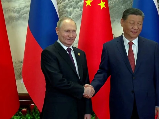 russian president vladimir putin and chinese president xi jinping meet in beijing china may 16 2024 in this still image taken from live broadcast video kremlin ru handout via photo reuters