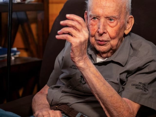 ake larson a 101 year old world war ii veteran who participated in d day history s largest amphibious invasion at omaha beach on june 6 1944 looks on during an interview with reuters at his home in martinez california u s may 20 2024 photo reuters