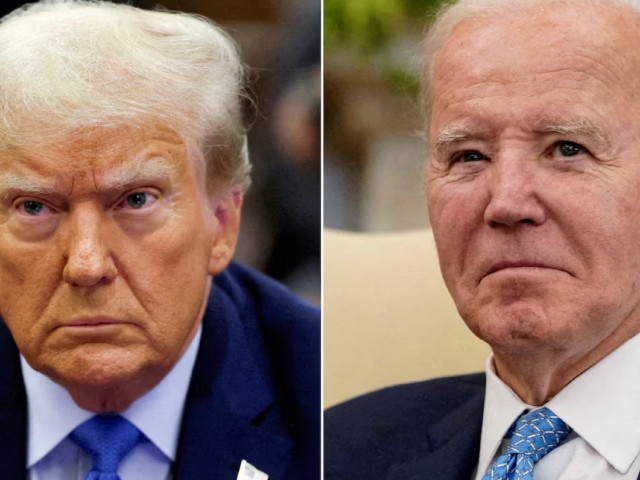 combination picture showing former u s president donald trump attending the trump organization civil fraud trial in new york state supreme court in the manhattan borough of new york city u s november 6 2023 and u s president joe biden participating in a meeting with italy s prime minister giorgia meloni in the oval office photo reuter