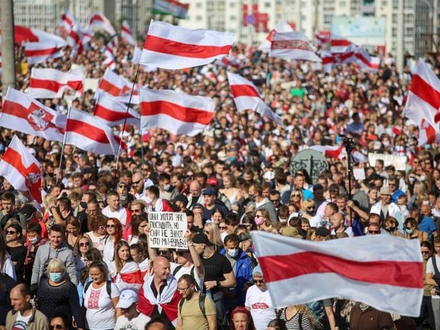 opposition supporters take part in a rally against police brutality following protests to reject the presidential election results in minsk belarus september 13 2020 photo reuters