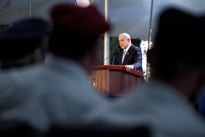 israeli pm benjamin netanyahu speaks at a state memorial ceremony for zeev jabotinsky at mount herzl military cemetery in jerusalem august 4 2024 photo reuters israeli pm benjamin netanyahu speaks at a state memorial ceremony for zeev jabotinsky at mount herzl military cemetery in jerusalem august 4 2024 photo reuters