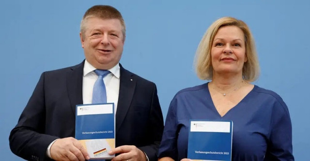 bfv head thomas haldenwang and interior minister nancy faeser photo reuters bfv head thomas haldenwang and interior minister nancy faeser photo reuters