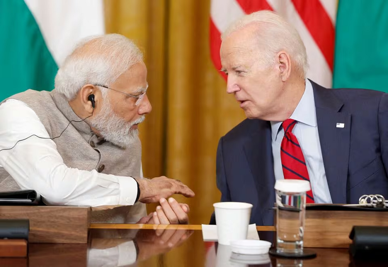 us president joe biden and indian pm narendra modi talk during a meeting in the white house in washington us june 23 2023 photo reuters