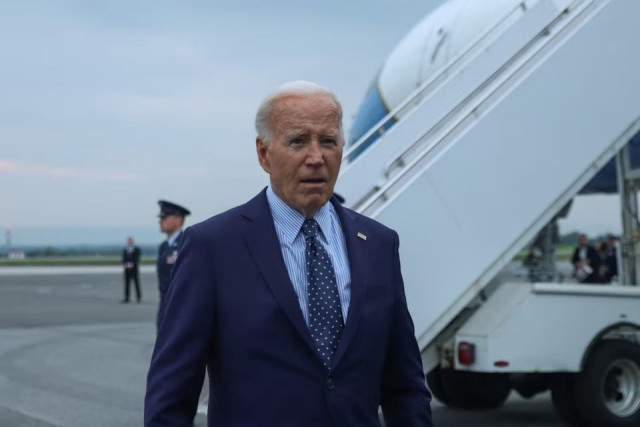 us president joe biden walks on the tarmac as he departs for camp david at hagerstown regional airport in hagerstown maryland us on august 16 2024 photo reuters us president joe biden walks on the tarmac as he departs for camp david at hagerstown regional airport in hagerstown maryland us on august 16 2024 photo reuters