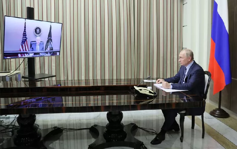 russian president vladimir putin holds talks with us president joe biden via a video link in sochi russia december 7 2021 photo reuters russian president vladimir putin holds talks with us president joe biden via a video link in sochi russia december 7 2021 photo reuters