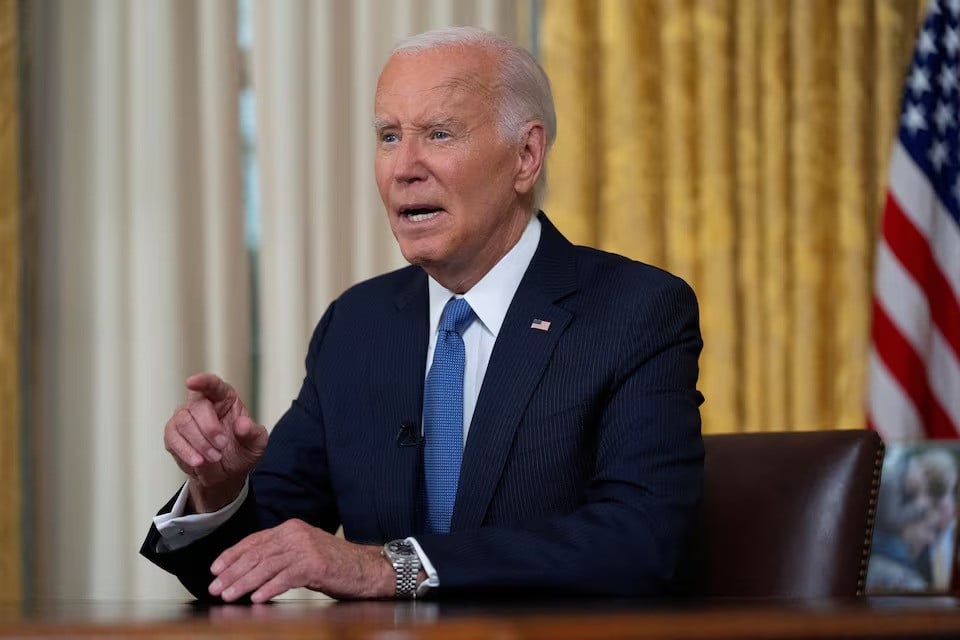 us president joe biden addresses the nation from the oval office of the white house in washington on wednesday photo reuters