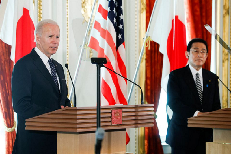 us president joe biden speaks during a joint news conference with japan s prime minister fumio kishida after their bilateral meeting at akasaka palace in tokyo japan may 23 2022 photo reuters