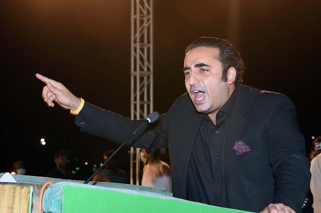 chairman pakistan people s party ppp bilawal bhutto pictured while addressing a public gathering photo ppp