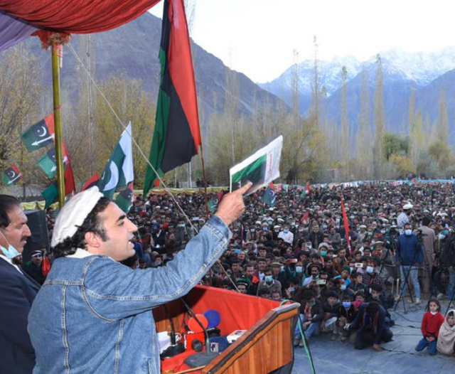 ppp chairman bilawal bhutto zardari addresses rally in yasin ghizer gilgit baltistan photo file