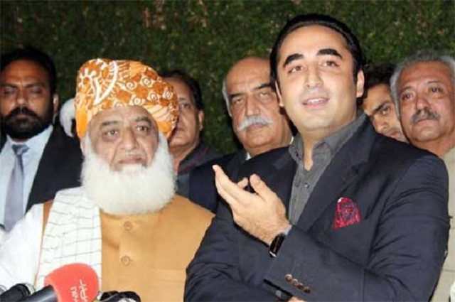 pakistan peoples party chairperson bilawal bhutto zardari and jamiat ulema i islam fazl jui f chief fazlur rehman photo file