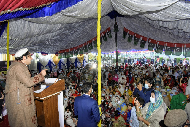 ppp chairman bilawal bhutto zardari addressing women convention in diamer g b photo express