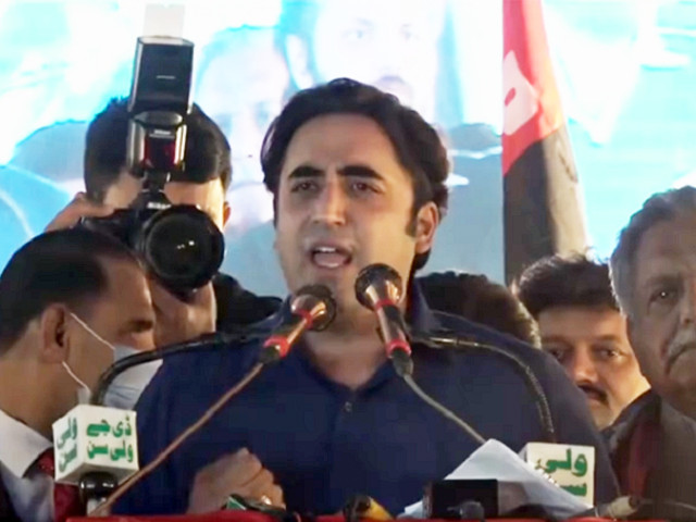 ppp chairman bilawal bhutto zardari addressing a rally in nowshera khyber pakhtunkhwa screengrab