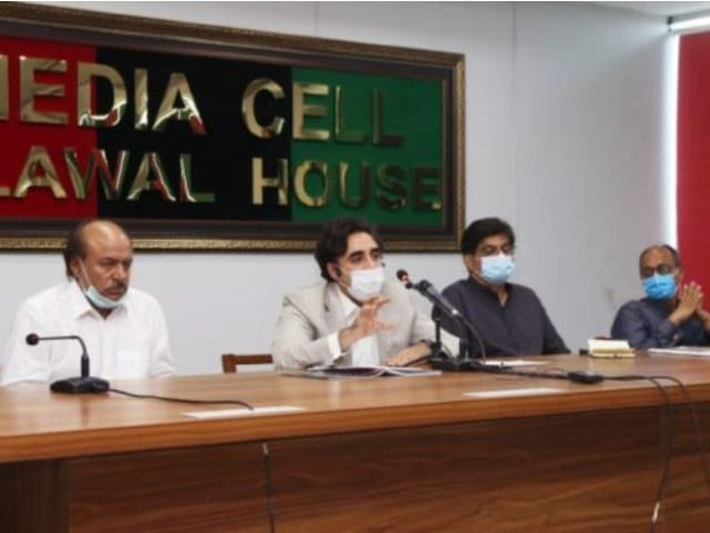 chairman ppp bilawal bhutto zardari along with other party leaders addressing a press conference in karachi on september 23 2020 photo ppp media cell chairman ppp bilawal bhutto zardari along with other party leaders addressing a press conference in karachi on september 23 2020 photo ppp media cell