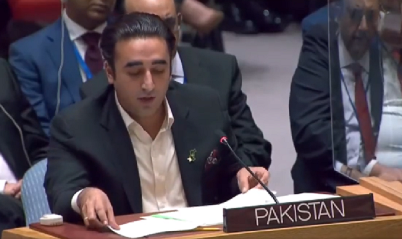 foreign minister bilawal bhutto zardari addressing open debate of unsc in new york screengrab