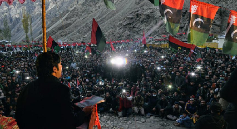 ppp chairman bilawal bhutto zardari addresses public gathering in kharmang gilgit baltistan photo twitter bbhuttozardari