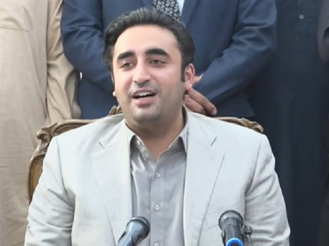 ppp chairman bilawal bhutto zardari is addressing a press conference in jacobabad district of sindh screengrab