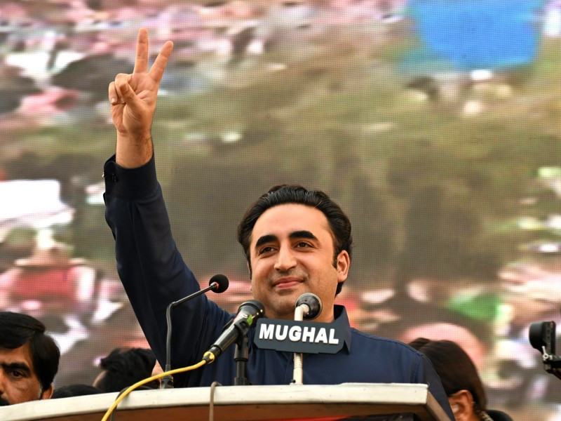 ppp chairman bilawal bhutto zardari addressing a rally at rawalpindi s liaquat bagh on january 28 2024 photo ppp media cell