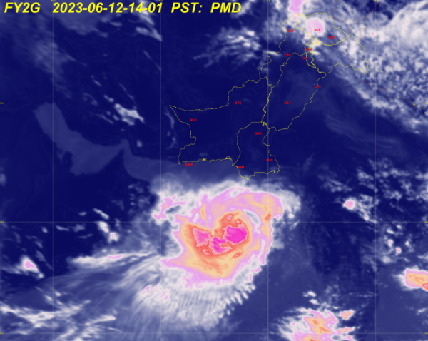 biparjoy now lies around 600kms south of karachi photo pmd