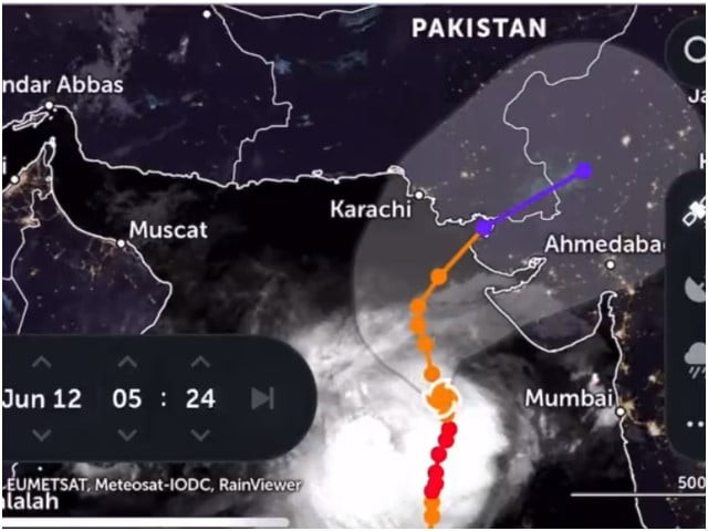 extremely severe cyclonic storm biparjoy developing path based on international weather models photo ndma screengrab extremely severe cyclonic storm biparjoy developing path based on international weather models photo ndma screengrab