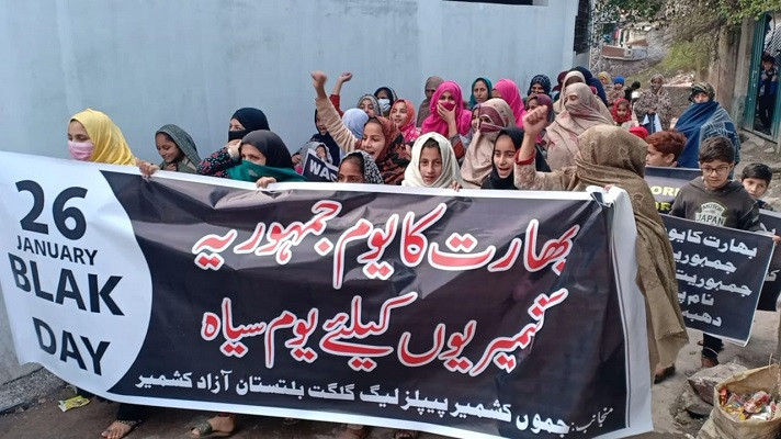 women march in azad jammu and kashmir on india s republic day to protest rights abuses in occupied kashmir on jan 26 2022 photo express