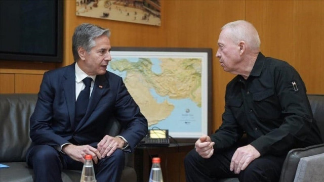 us secretary of state antony blinken with israeli defense minister yoav gallant in tel aviv israel on january 09 2024 photo anadolu agency us secretary of state antony blinken with israeli defense minister yoav gallant in tel aviv israel on january 09 2024 photo anadolu agency