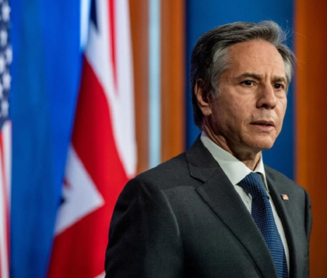 us secretary of state antony blinken holds a joint news conference with his british counterpart at downing street following their bilateral meeting in london britain may 3 2021 during the g7 foreign ministers meeting photo reuters