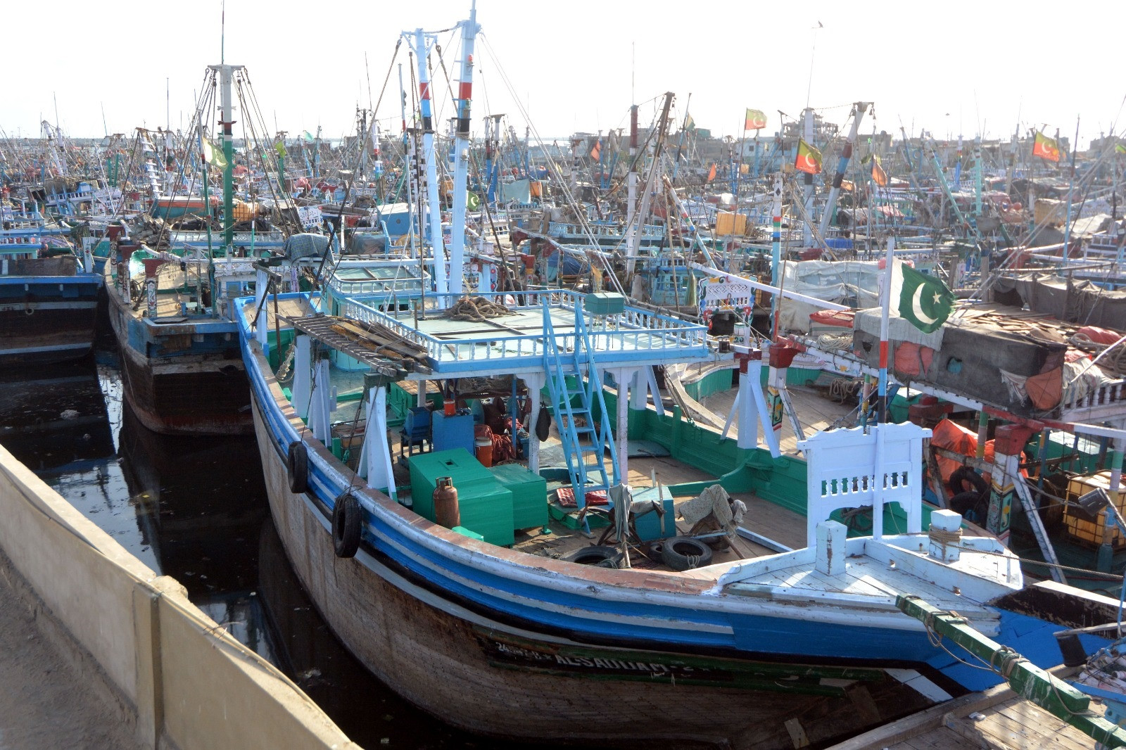 fishing boats seen anchored at the karachi fish harbour following the ban imposed on coastal activities ahead of cyclonic storm biparjoy over the arabian sea photo jalal qureshi express