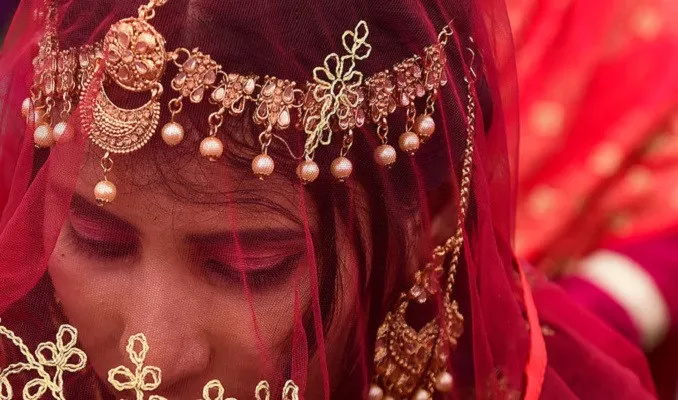 a muslim bride attends a mass marriage ceremony organised by gujarat sarvajanik welfare trust in ahmedabad on february 4 2024 photo afp a muslim bride attends a mass marriage ceremony organised by gujarat sarvajanik welfare trust in ahmedabad on february 4 2024 photo afp