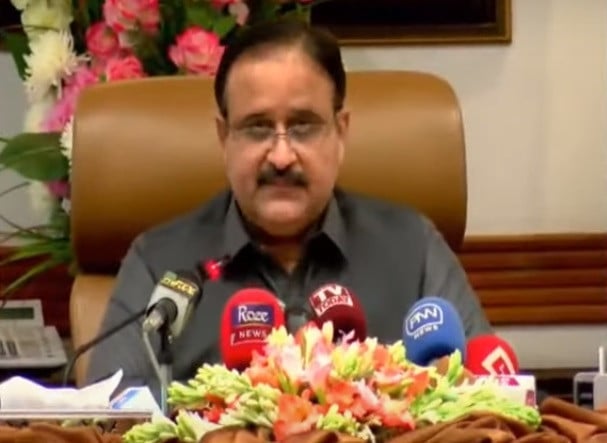 chief minister punjab usman buzdar addressing a presser in lahore on june 28 screengrab