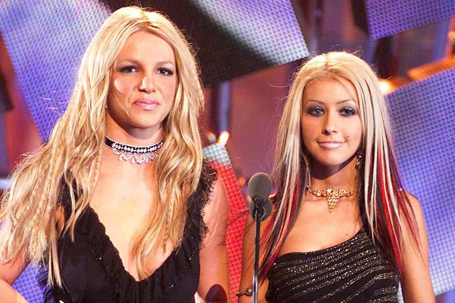 Britney Spears and Christina Aguilera at the 2000 MTV VMAs. KEVIN KANE/WIREIMAGE
