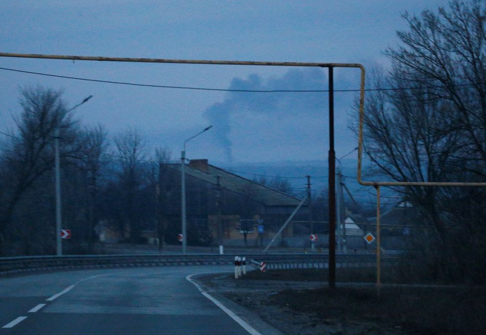 Photo of In pictures: Russian forces launch invasion of Ukraine with strikes on defences
