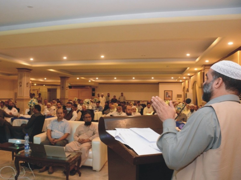 president cbr housing society altaf ahmad bhat addressing a ceremony in islamabad photo express