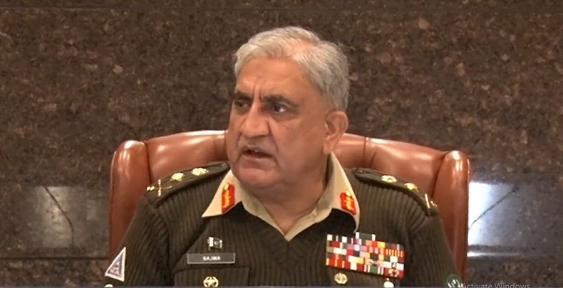 chief of the army staff general qamar javed bajwa pictured while chairing the 245th corps commanders conference at the ghq on dec 8 2021 photo ispr file