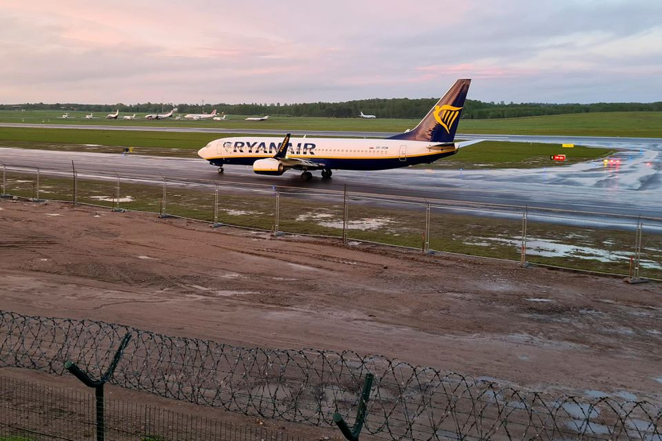 a ryanair aircraft which was carrying belarusian opposition blogger and activist roman protasevich and diverted to belarus where authorities detained him lands at vilnius airport in vilnius lithuania photo reuters