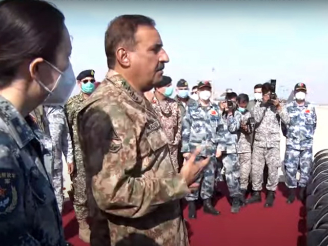 chairman joint chief of staff committee cjcsc general nadeem raza witnesses shaheen ix joint air exercise screengrab