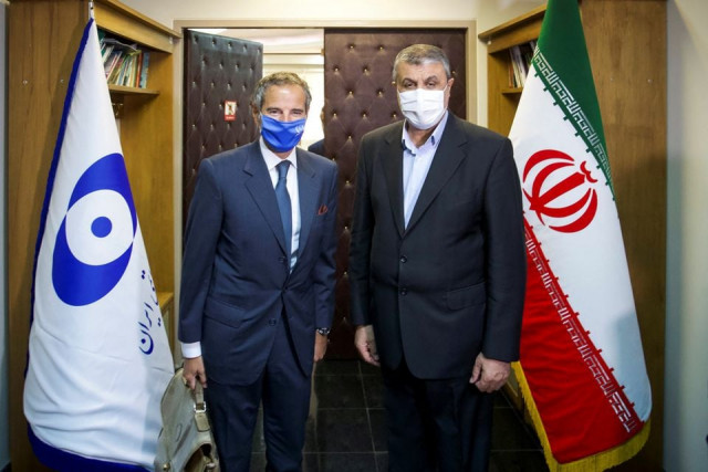 international atomic energy agency iaea director general rafael grossi meets with head of iran s atomic energy organisation mohammad eslami in tehran iran september 12 2021 photo reuters international atomic energy agency iaea director general rafael grossi meets with head of iran s atomic energy organisation mohammad eslami in tehran iran september 12 2021 photo reuters