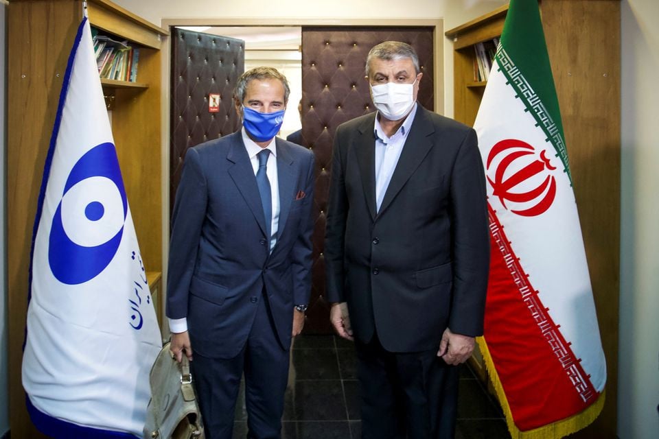 international atomic energy agency iaea director general rafael grossi meets with head of iran s atomic energy organisation mohammad eslami in tehran iran september 12 2021 photo reuters