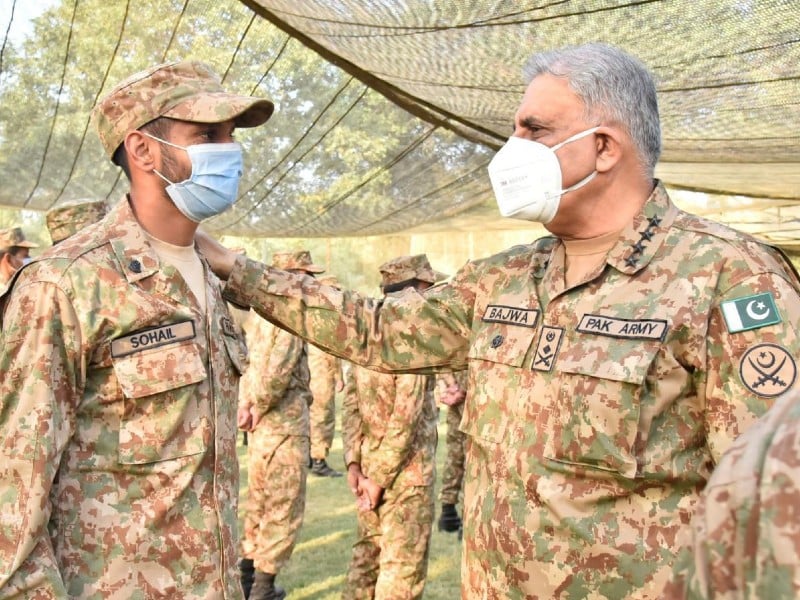 interacting with officers and men coas appreciated them for continued vigil and remarkable operational preparedness photo ispr