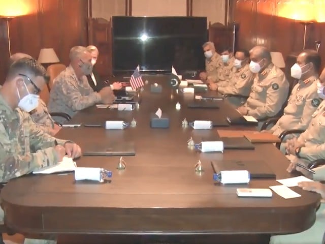 commander us centcom general kenneth f mckenzie jr called on chief of army staff coas general qamar javed bajwa on friday screengrab