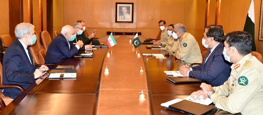 iran s foreign minister dr javad zarif called on chief of army staff general qamar javed bajwa at ghq photo express