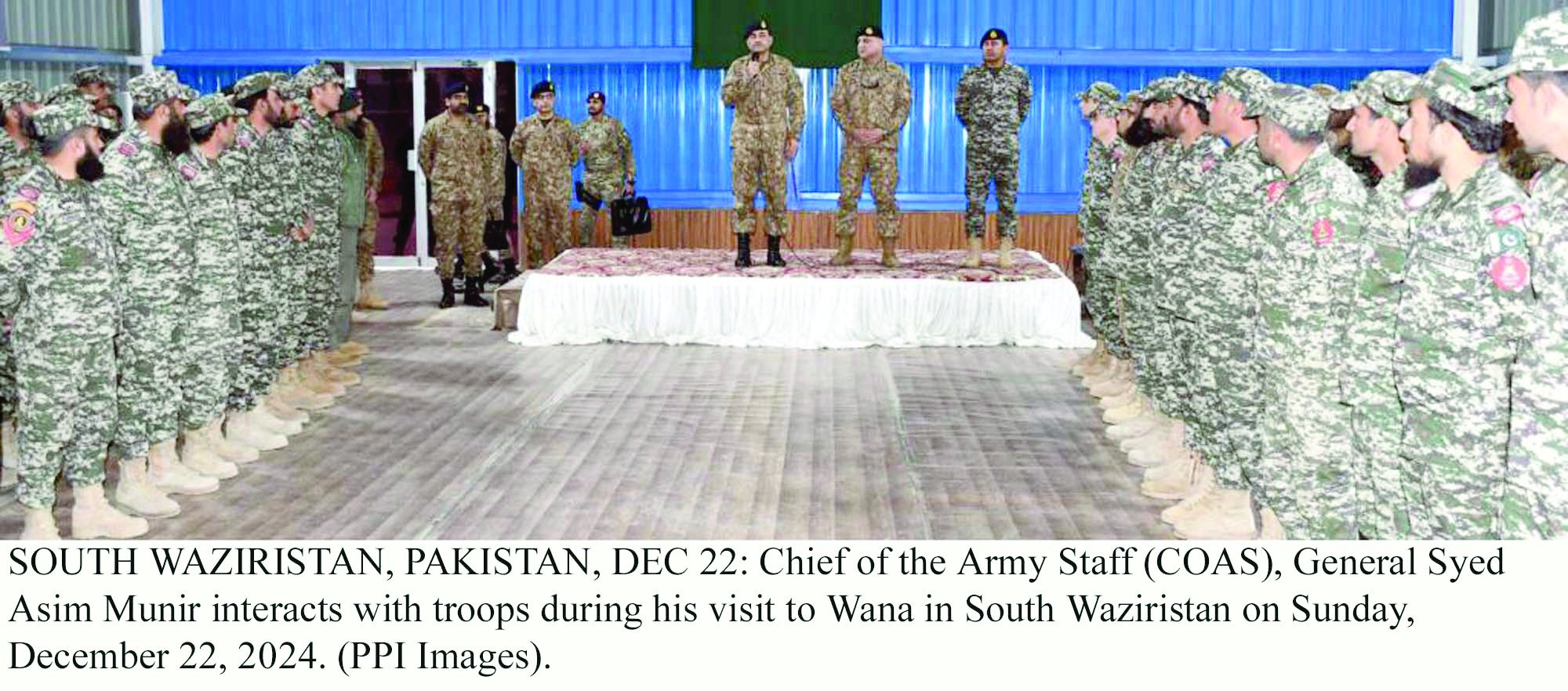 army chief gen asim munir interacts with troops during a visit to wana in south waziristan photo ppi