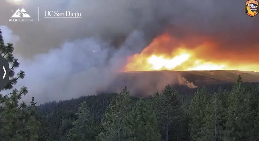 screenshot from video posted on july 26 2024 shows a massive wildfire dubbed the park fire burning in butte county california photo xinhua screenshot from video posted on july 26 2024 shows a massive wildfire dubbed the park fire burning in butte county california photo xinhua