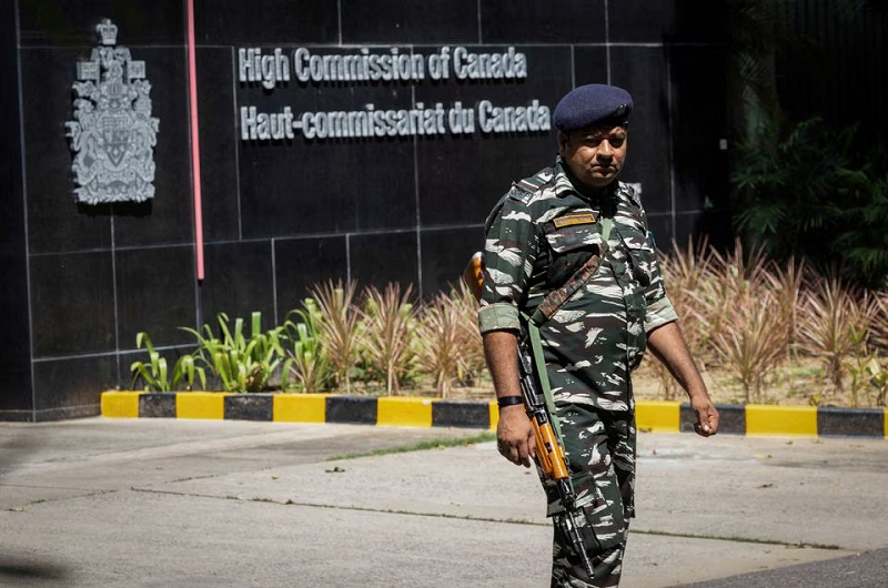 a security personnel stands guard outside the canadian high commision in new delhi india september 19 2023 photo reuters